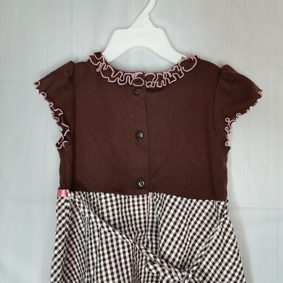 Youngland Brown Pink Butterfly Dress 5 - Picture 4 of 5